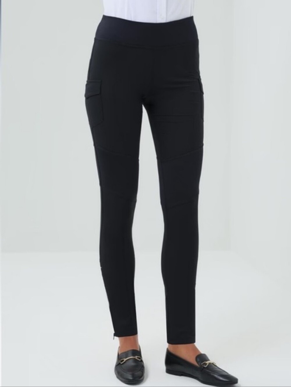 ANATOMIE Andrea Leggings Womens Large Black Cargo Pockets Travel Ankle